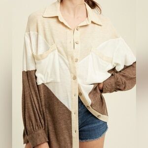 Colorblock Button-Up Shirt